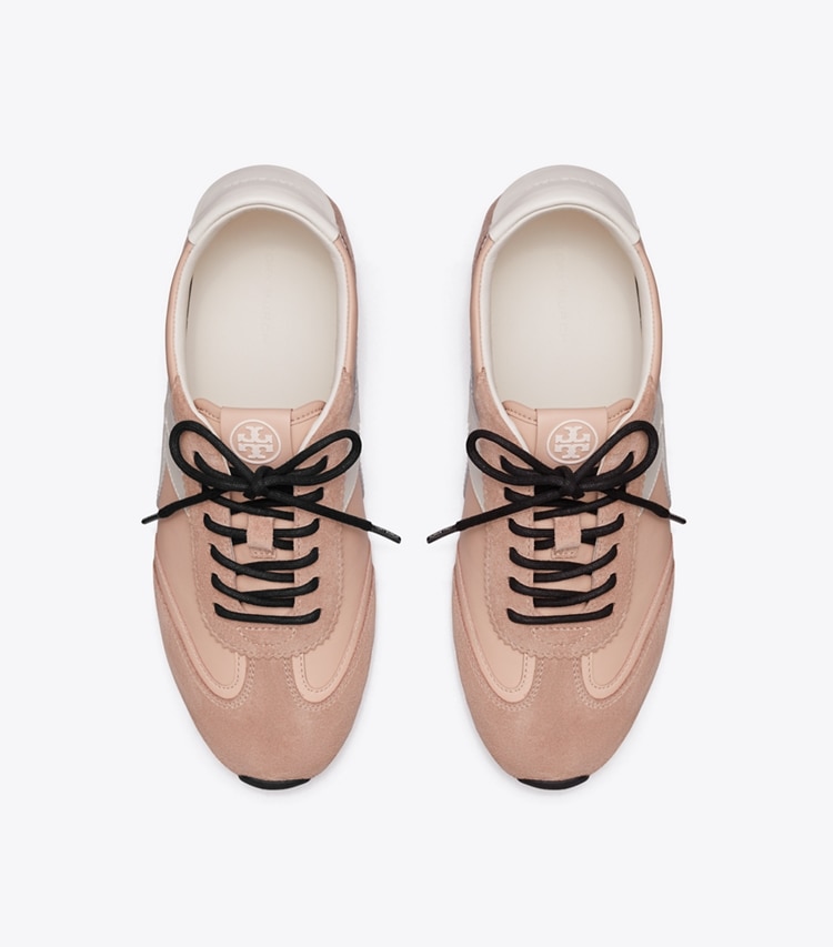 Tory Burch designer sneakers Hank Field Sneaker in DUSTY ROSE / MALVA / CREAM overhead