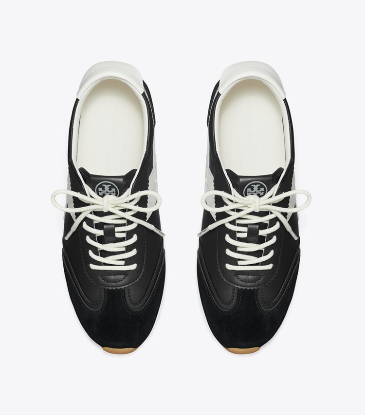 Tory Burch designer sneakers Hank Field Sneaker in BLACK / CREAM / BLACK overhead