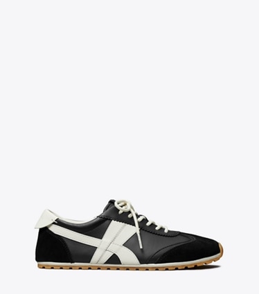 Tory Burch designer sneakers Hank Field Sneaker in BLACK / CREAM / BLACK side