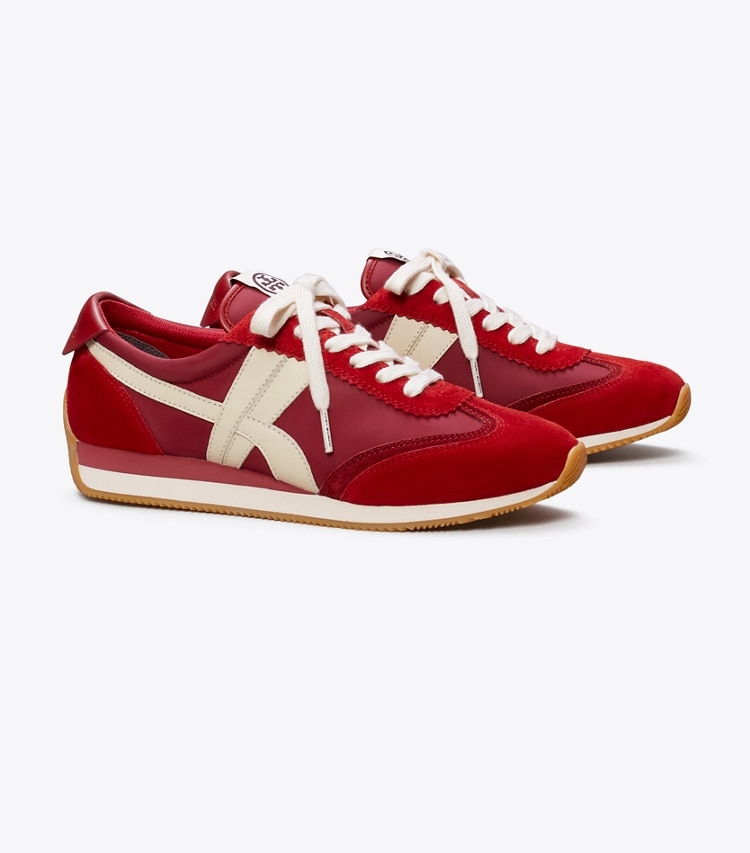 Tory Burch designer sneakers Hank Sneaker in BERRY/ BERRY angle