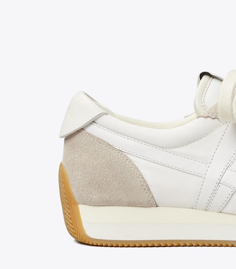 Tory Burch designer sneakers Hank Sneaker in Snow White / Beige angle