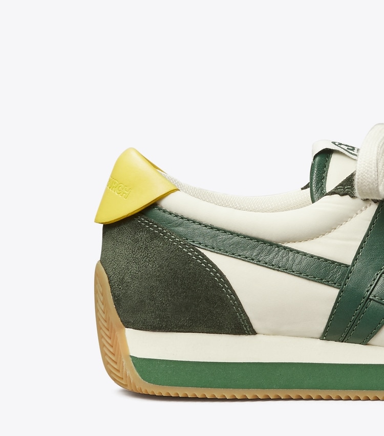 Tory Burch designer sneakers Hank Sneaker in New Ivory / MILITARE detail