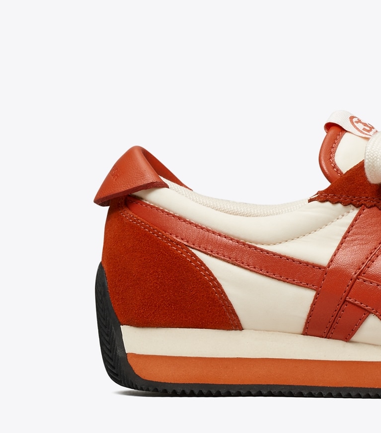 Tory Burch designer sneakers Hank Sneaker in New Ivory / RED angle