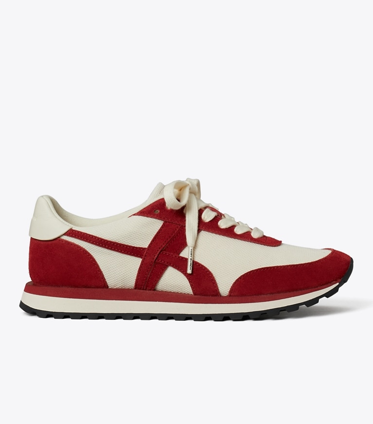 Tory Burch designer sneakers Hank Sneaker in NEW IVORY / GEMSTONE / TITANIUM WHITE side