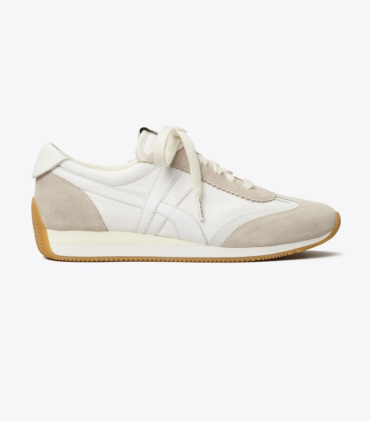 Tory Burch designer sneakers Hank Sneaker in Snow White / Beige side