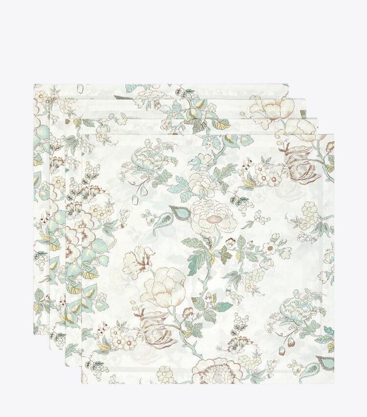 Tory Burch designer linens Happy Times Bouquet Dinner Napkin, Set Of 4 in Ivory group