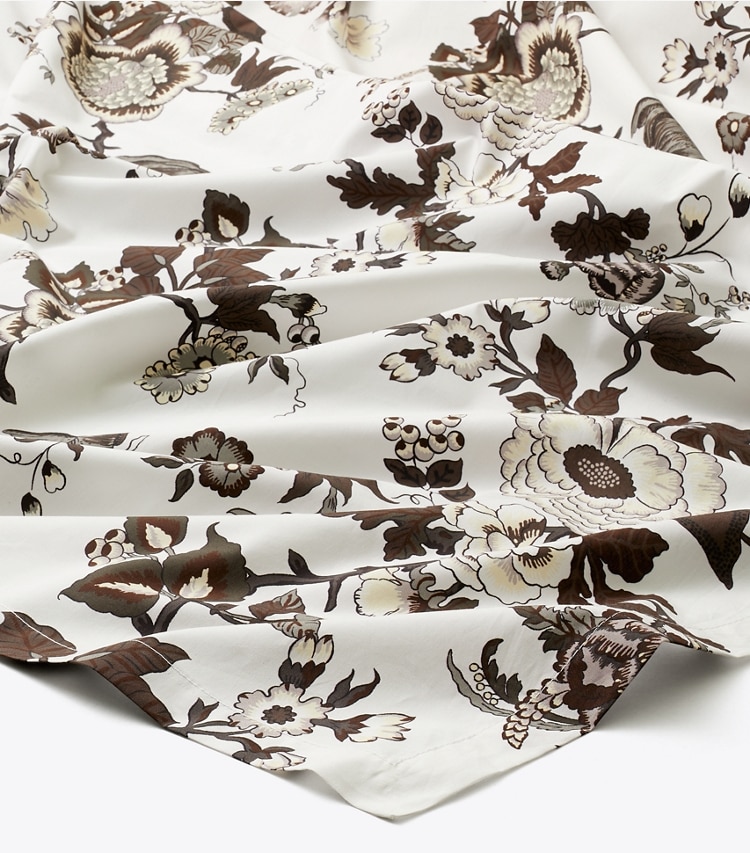 Tory Burch designer linens Happy Times Bouquet Oblong Tablecloth, 70" x 126" in Brown detail