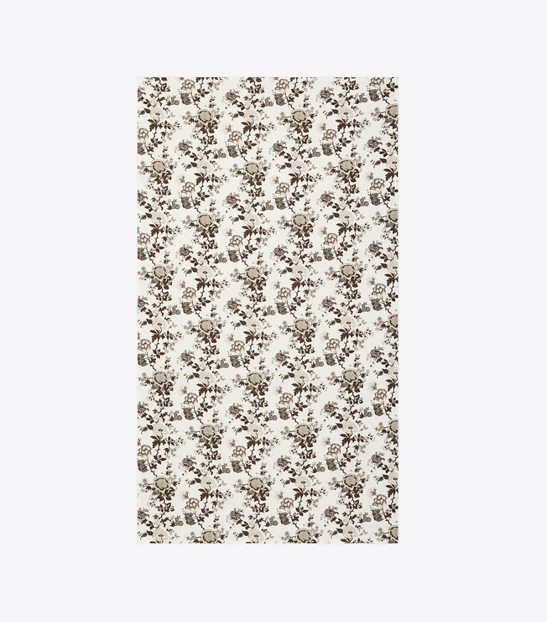 Tory Burch designer linens Happy Times Bouquet Oblong Tablecloth, 70" x 126" in Brown front