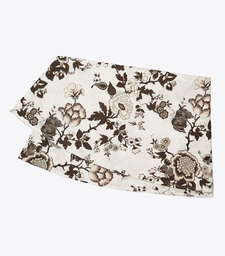 Tory Burch designer linens Happy Times Bouquet Round Tablecloth, 108" in Brown front