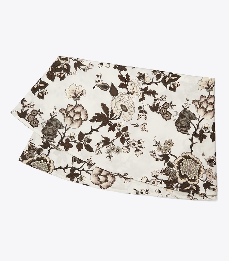 Tory Burch designer linens Happy Times Bouquet Round Tablecloth, 120" in Brown front