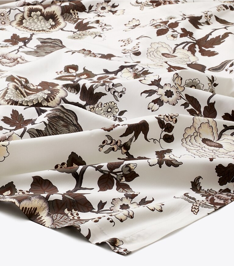 Tory Burch designer linens Happy Times Bouquet Square Tablecloth, 70" x 70" in Brown group