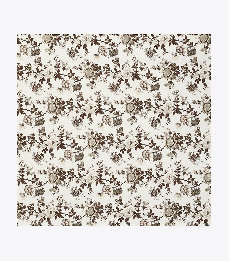Tory Burch designer linens Happy Times Bouquet Square Tablecloth, 70" x 70" in Brown front