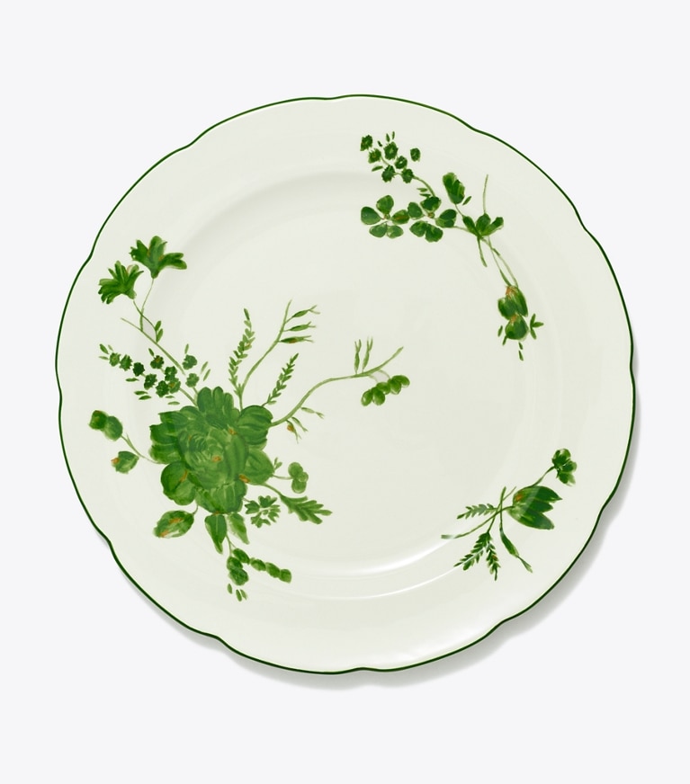 Tory Burch designer tabletop & drinkware Happy Times Dinner Plate, Set Of 2 in New Ivory / Green front