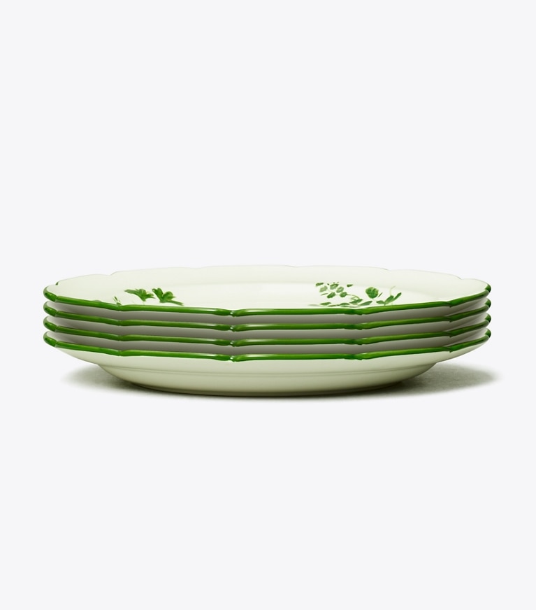 Tory Burch designer tabletop & drinkware Happy Times Salad Pate, Set Of 4 in New Ivory / Green front