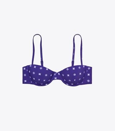 Tory Burch designer deux pieces Haut de bikini à balconnet in Ballpoint Ink Nothing Ditsy front
