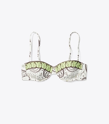 Tory Burch designer deux pieces Haut de bikini imprimé à armature in Mint Cockatoo front