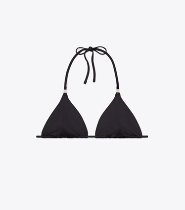 Tory Burch designer deux pieces Haut de bikini uni dans Black de face
