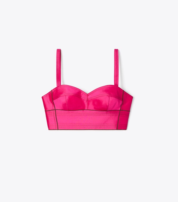 Tory Burch designer hauts Haut de brassière en soie dans Bold Pink de face