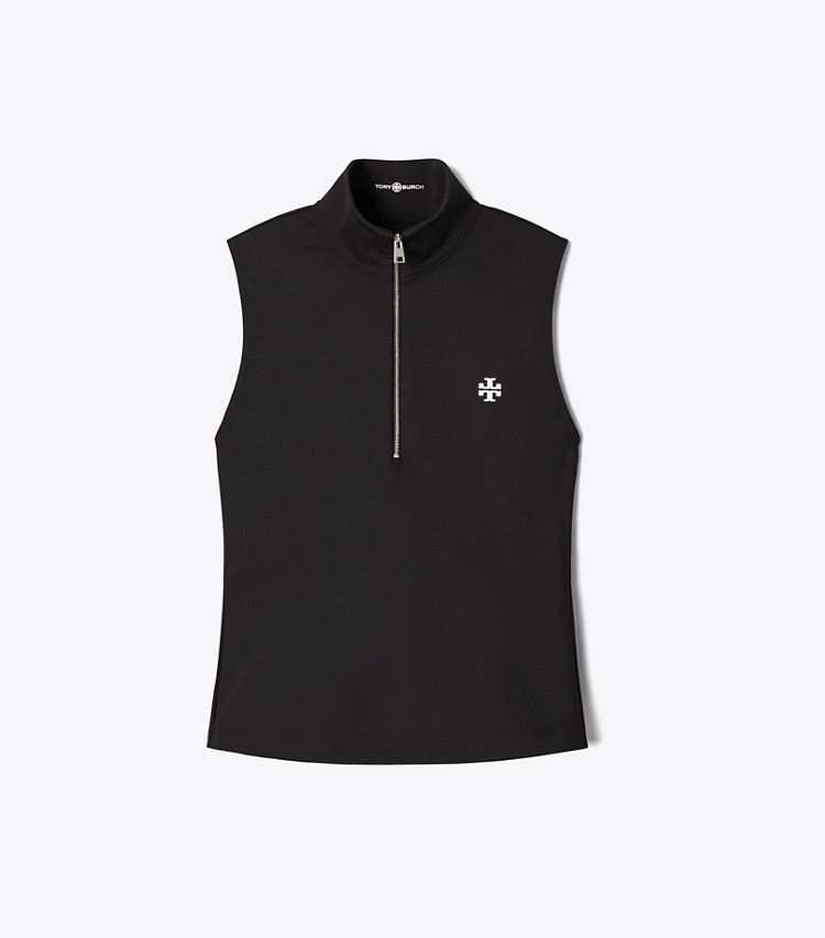 Tory Sport designer hauts Haut de compression zippé in Sport Black front