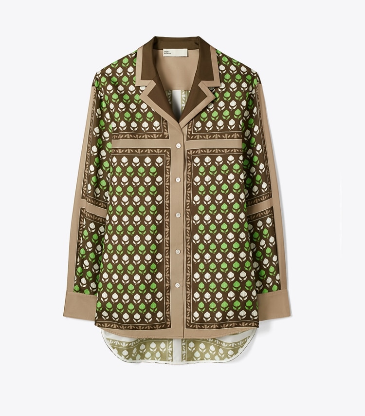 Tory Burch designer hauts Haut en soie dans Chocolate Pomegranate de face