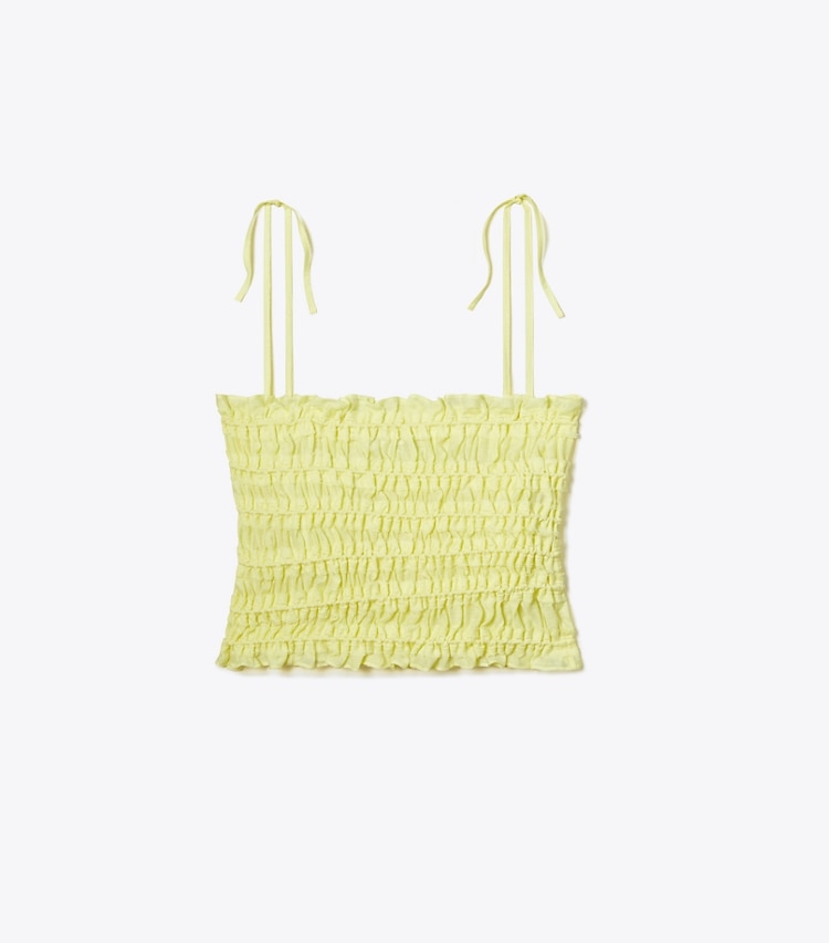 Tory Burch designer paréos Haut en viscose smocké dans Lumen de face