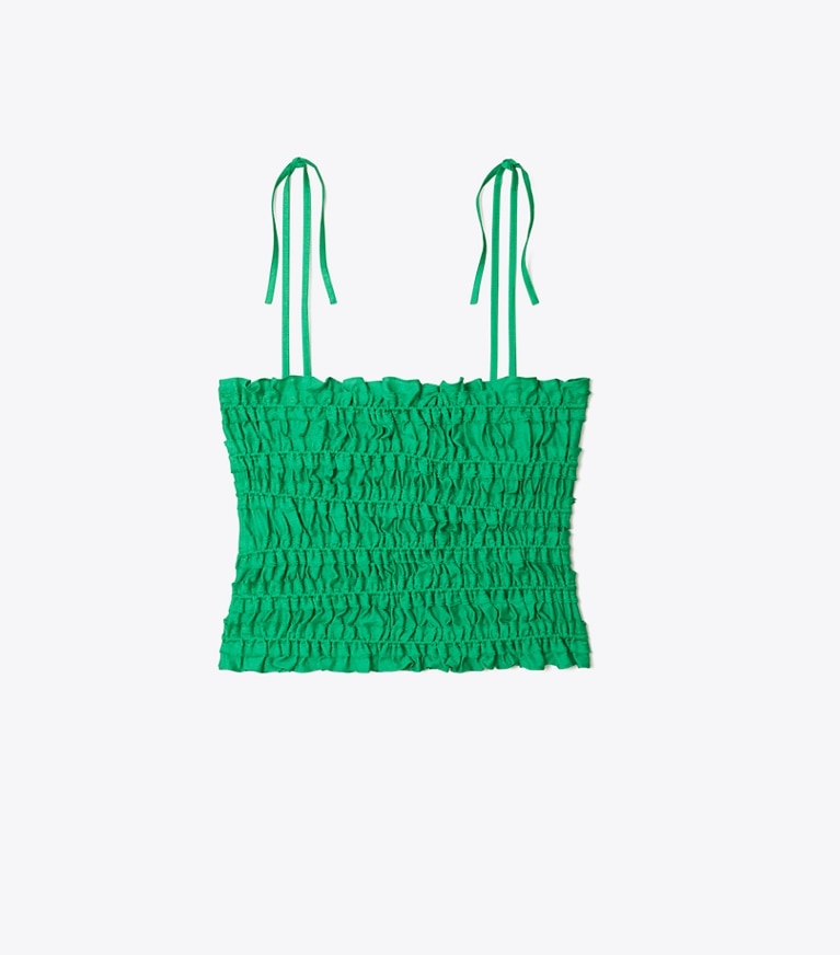 Tory Burch designer paréos Haut smocké en viscose in Spring Jade front