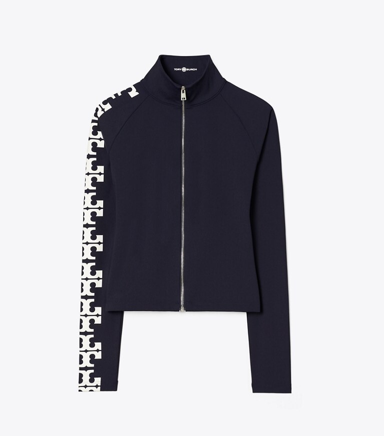 Tory Burch designer hauts Haut zippé en nylon à logo in Deep Navy front