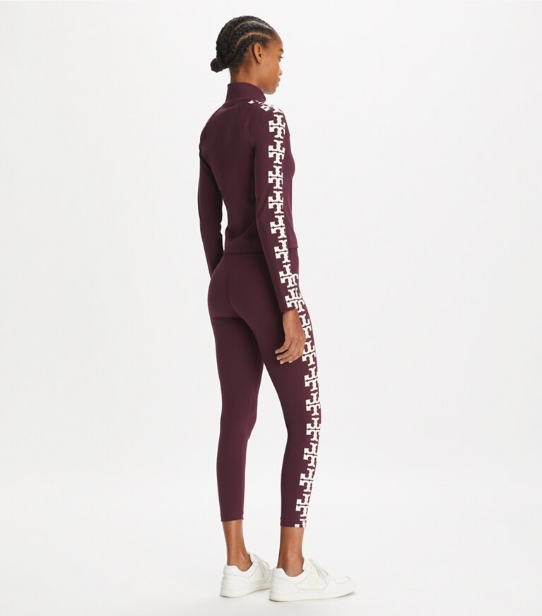 Tory Burch designer hauts Haut zippé en nylon à logo in Winetasting front