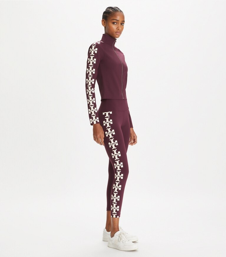 Tory Burch designer hauts Haut zippé en nylon à logo in Winetasting front