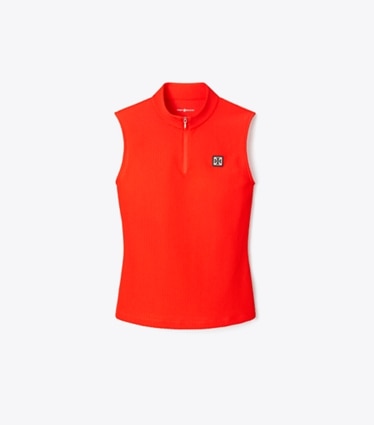 Tory Sport designer hauts Haut zippé en polyester in Blazing Red front
