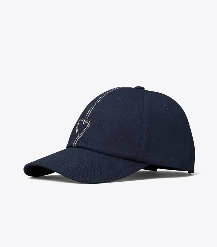 Tory Sport designer hats Heart Baseball Cap in Ivory Pearl / Tory Navy angle