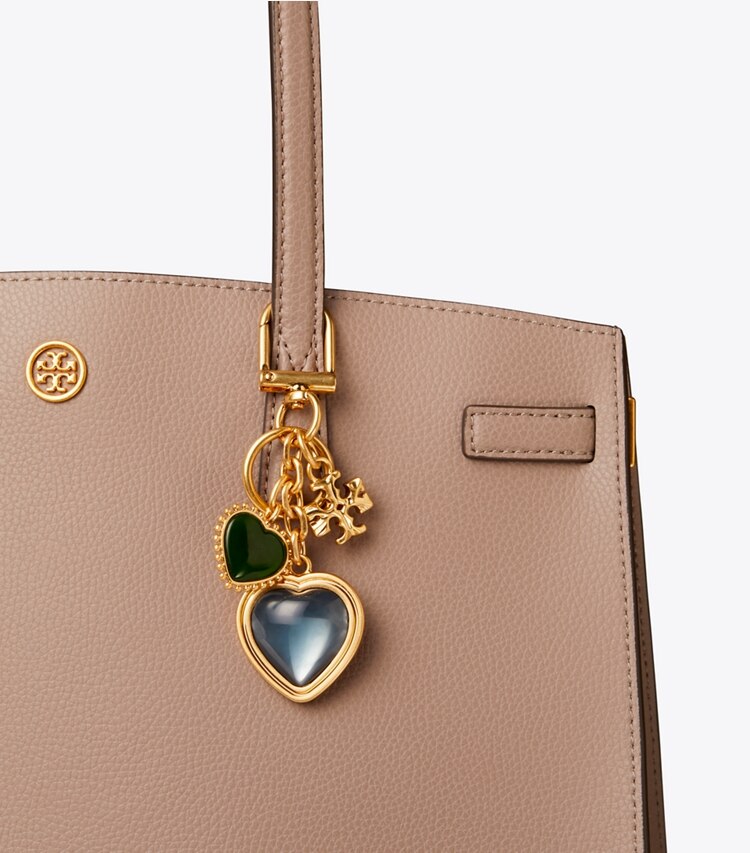 Tory Burch designer bag charms & key rings Heart Key Ring in Cloud Blue detail