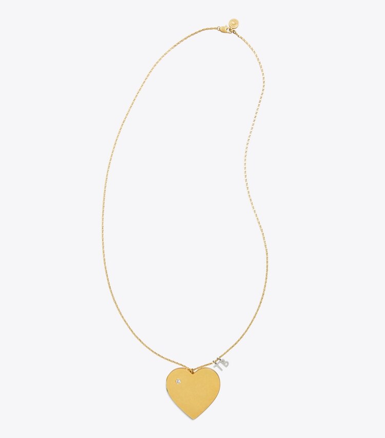 Tory Burch designer necklaces Heart Locket Pendant Necklace in VINTAGE GOLD front