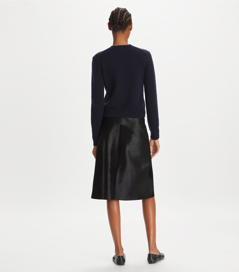 Tory Sport designer sweaters Heart Pick Stitch Cashmere Sweater in Tory Navy / New Ivory front