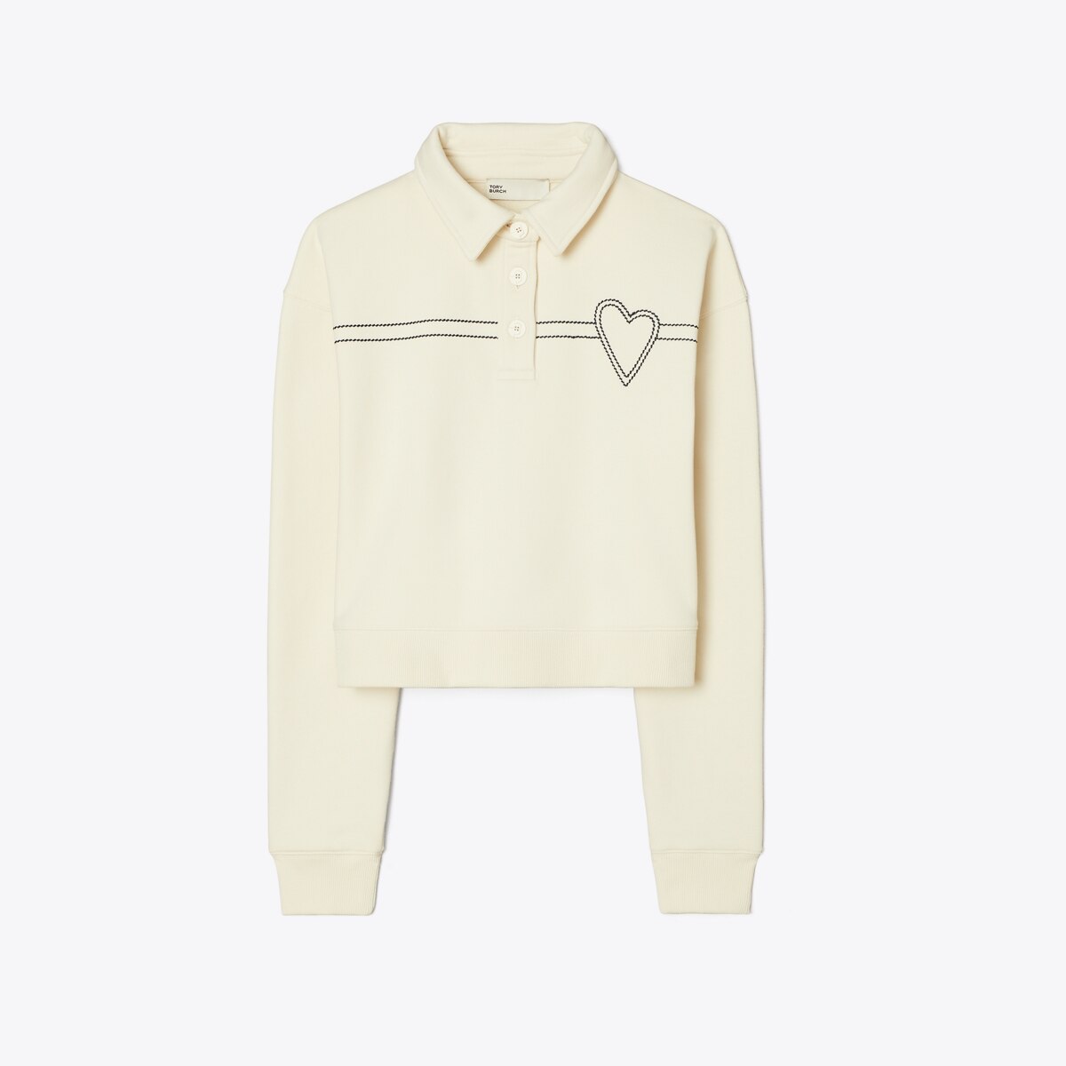 Heart Pick Stitch Cotton Polo: Women's Designer Sweaters