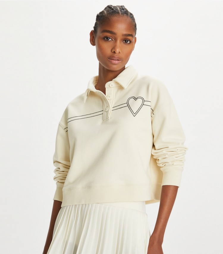 Heart Pickstitch Cotton Polo