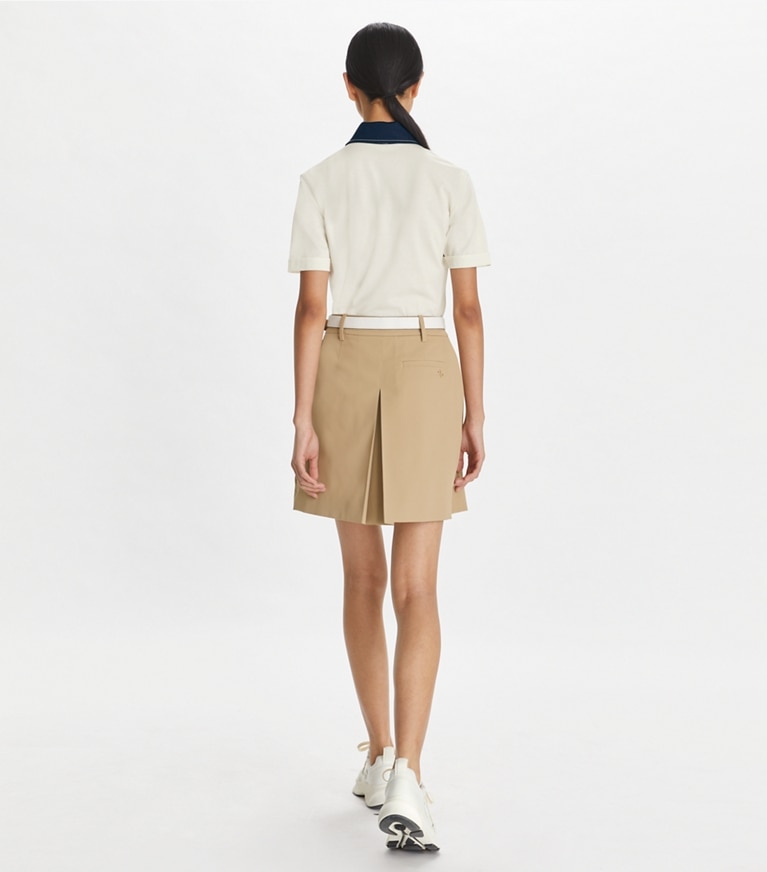 Tory Sport designer tops Heart Pickstitch Cotton Polo in New Ivory / Tory Navy front