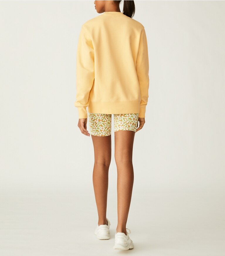 Tory Sport designer sweaters Heavy French Terry Crewneck in Light Yellow front