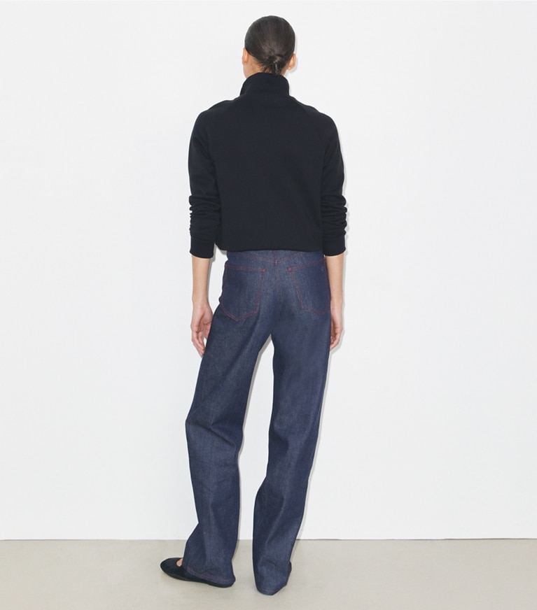 Tory Burch designer sweaters Heavy French Terry Half-Zip Sweatshirt in Black front