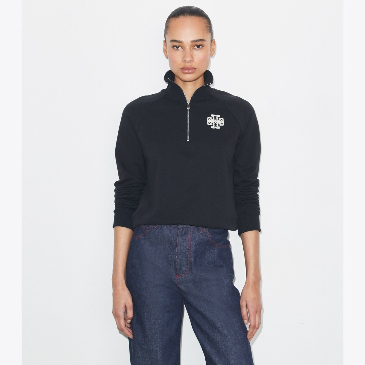 Heavy French Terry Half-Zip Sweatshirt: Women's Designer Sweaters