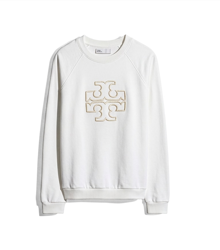 Tory Burch designer sweaters Heavy French Terry Logo Crewneck in Snow White additional
