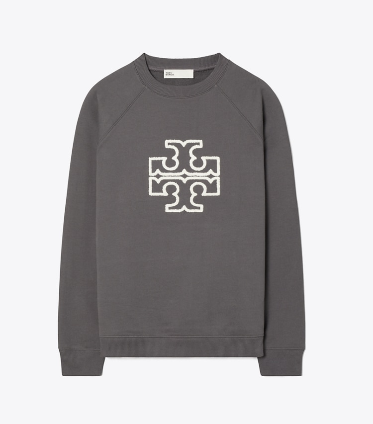 Tory Sport designer sweaters Heavy French Terry Logo Crewneck in Bluestone front