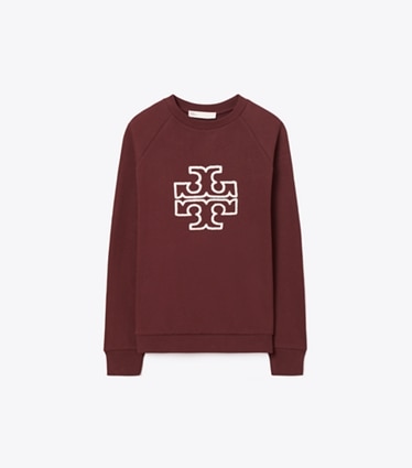 Tory Burch designer セーター フレンチテリー ラグラン ロゴクルーネック in Dark Sangria front