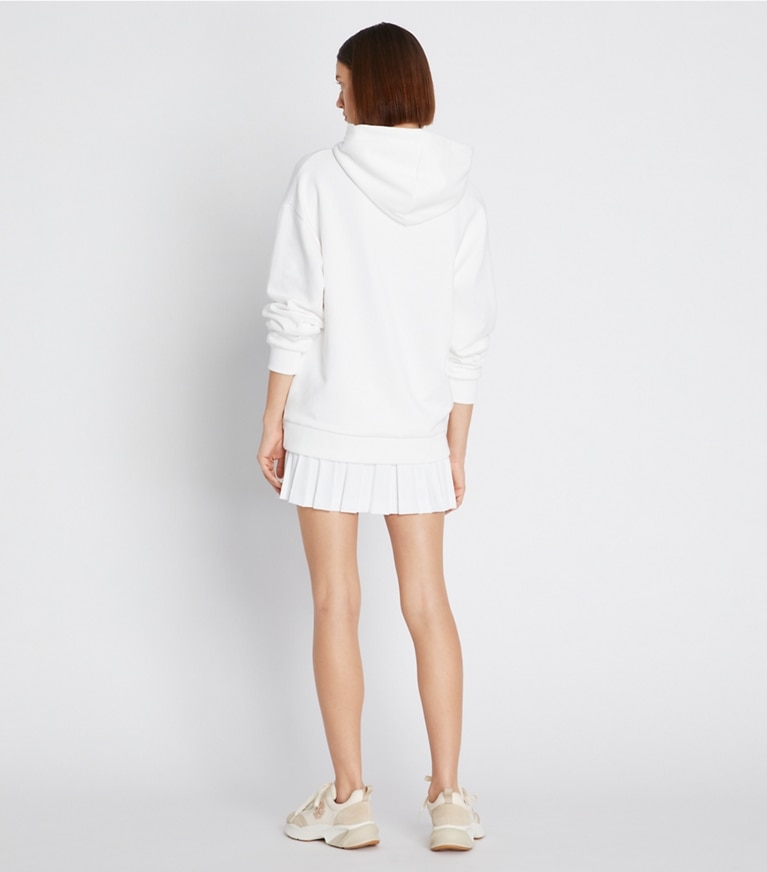 Tory Burch designer sweaters Heavy French Terry Logo Hoodie in Snow White front