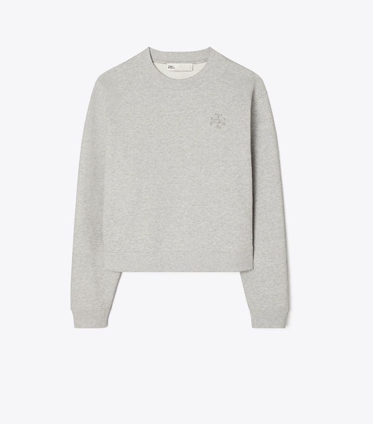 Tory Burch designer sweaters Heavy French Terry Sweatshirt in Medium Grey Heather front