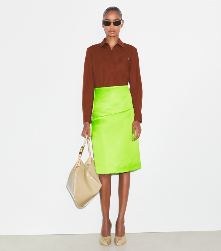 Tory Burch designer oberteile Hemd aus Baumwollpopeline in Rich Manogany front
