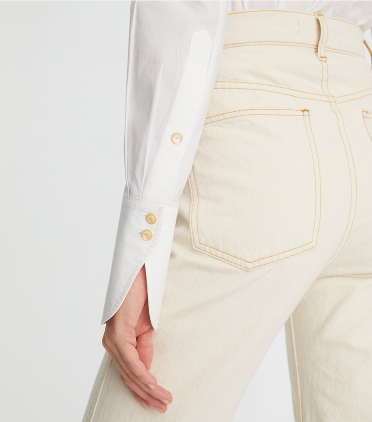 Tory Burch designer oberteile Hemd aus Baumwollpopeline in White front