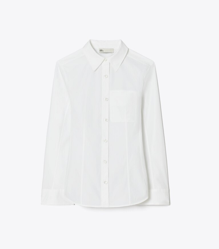 Tory Burch designer oberteile Hemd aus Baumwollpopeline in White front