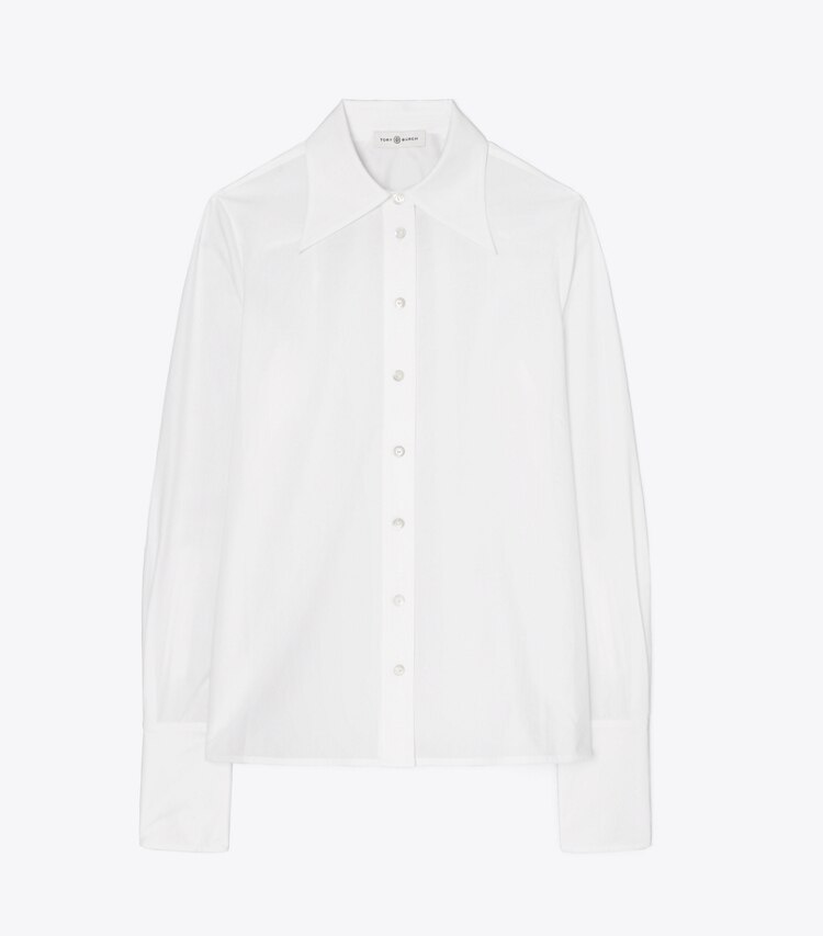 Tory Burch designer oberteile Hemd aus Baumwollpopeline in White front