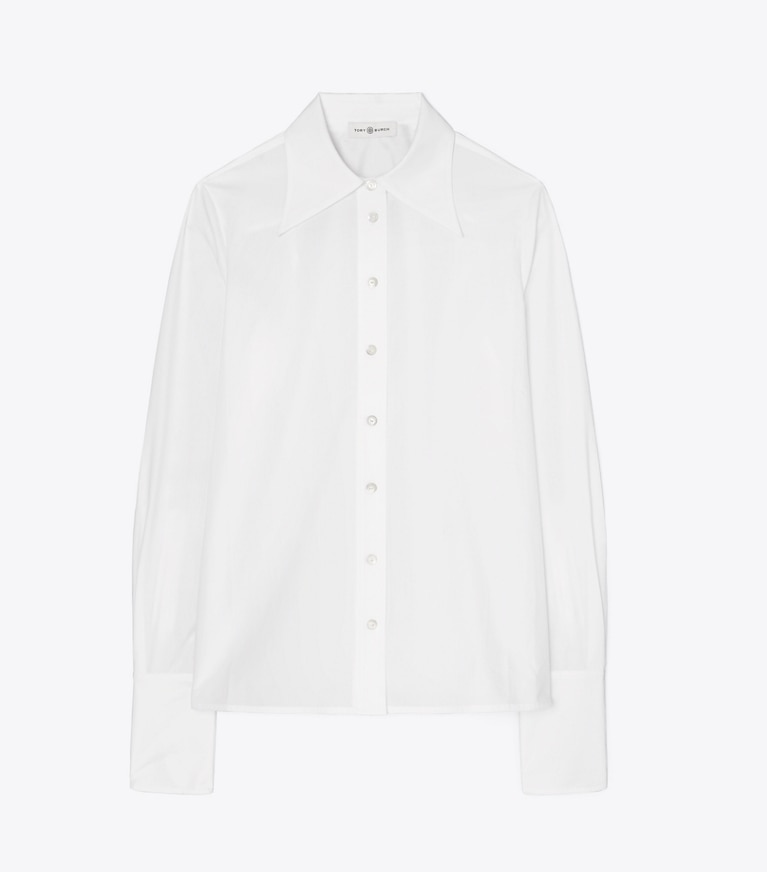 Tory Burch designer oberteile Hemd aus Baumwollpopeline in White front